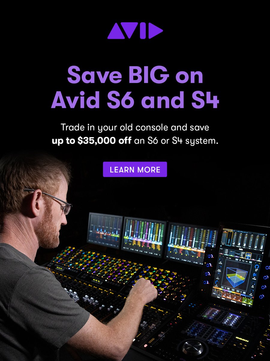 AvidProTools's tweet photo. Purchase an Avid S6 or S4 system through September 18, 2026, and save BIG when you trade in your old console/control surface
▶️ https://t.co/QhxVnEwyux
#avids4 #avids6 #protools #controlsurface #eucon #mix #avid https://t.co/3j9PQw9Xe6