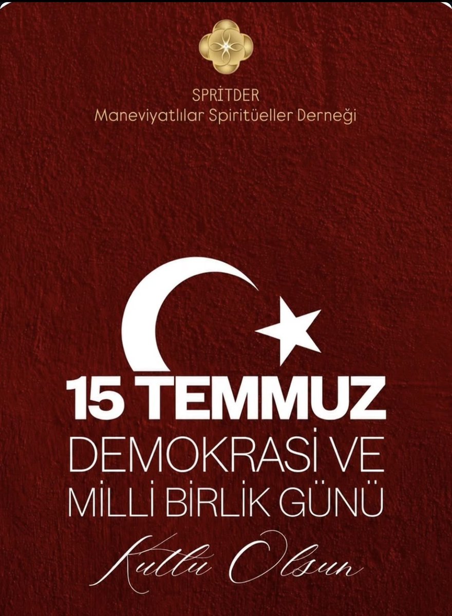 SpirituellerDer's tweet photo. 15 TEMMUZ
Demokrasi ve Milli Birlik Günü

Vatan uğruna can veren şehitlerimizi rahmetle, gazilerimizi minnetle anıyoruz. 

Spiritüeller ve Maneviyatlılar Derneği
SPRİTDER
@SpirituellerDer 

#Türkiye #HülyaKavuzlu https://t.co/2Xuy0HDawd