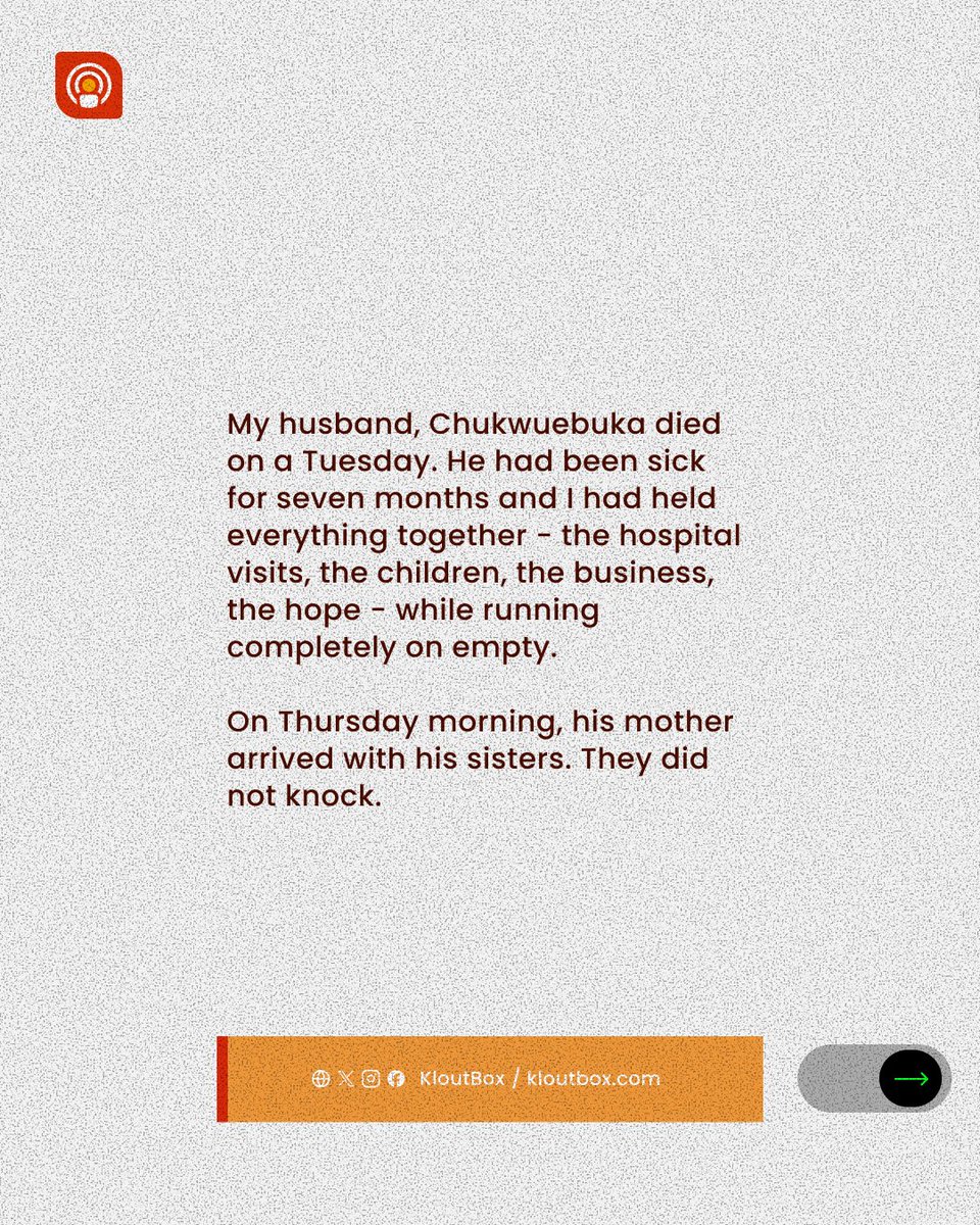 KloutBox's tweet photo. The day after her husband's burial, her mother-in-law moved his suits out of the wardrobe.

Nobody asked Adaeze if she was okay.

This is what widowhood looked like in her home.

#KloutBox #StoriesThatMatter #WidowLife #NigerianWomen #InsideLife https://t.co/Q7Lxvc0FnD