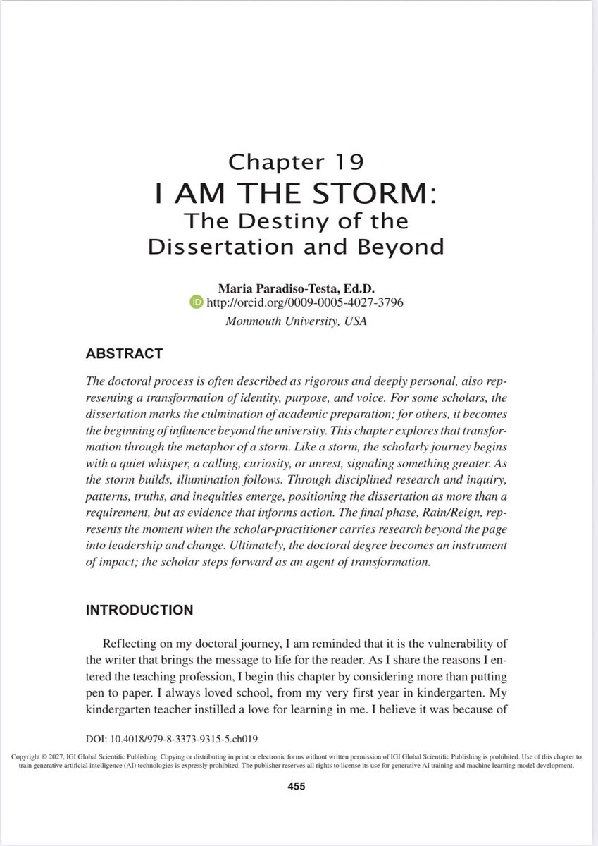 DrMariaP_Testa's tweet photo. I am very excited to share that
📘“Transforming Traditional Dissertation Research into Entrepreneurial Impact: the Doctoral Journey in Education”
Goes to print today!
🔹EditEdD_by me
🔹FinishEdD_w/20+authors
🔹PublisHeD @igiglobal
🔹DedicatEdD_to My Ed.D.
Committee https://t.co/emW2yPzp6J