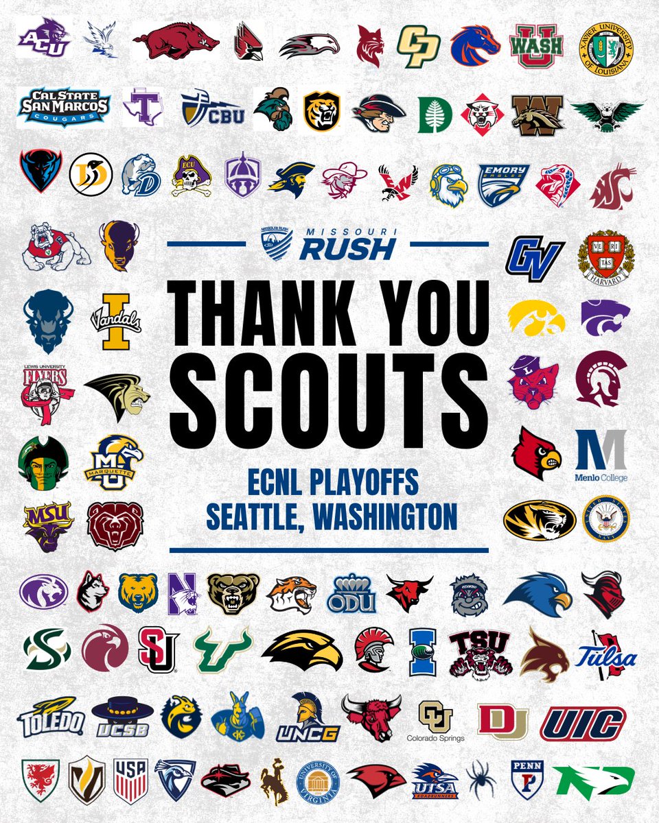 MoRushECNL's tweet photo. A huge thank you to the 98 colleges, universities, and professional clubs that traveled to Seattle for the ECNL Post-Season Showcase and watched our team play.
#SettingtheStandard #DevelopingDifferently #ContinuouslyImproving #MissouriRush #MoRushFamily #MoRushCommunity https://t.co/SUIH2MQmn8
