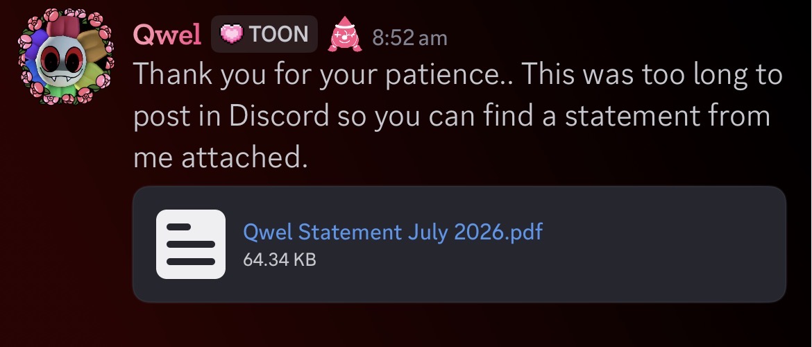 bloodarchh's tweet photo. i may be a shtwt account but hi qwel thanks for finally posting a statment after you community begging for it! https://t.co/35kDzyKoFk