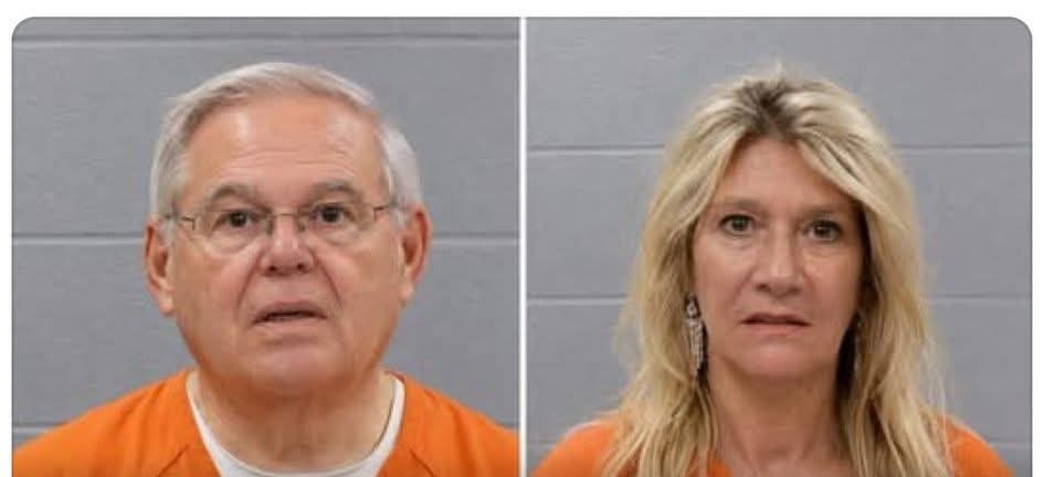 Panamadan61's tweet photo. Former US Denator of New Jersey and wife Rocking Orange after being sentenced to prison. Gold Bar Bob is what we call him Bob Menendez not to worry his son is a congressman from New Jersey. https://t.co/IXVMfB2T3G