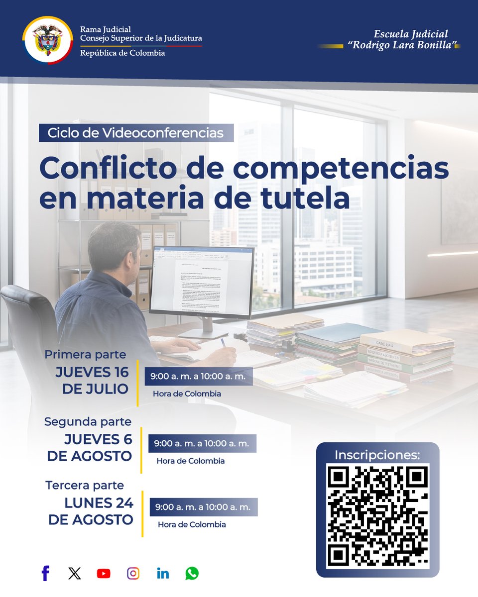 Ejrlbnet's tweet photo. 🛡️⚖️ La correcta definición de la competencia en las acciones de tutela fortalece la seguridad jurídica y garantiza una protección oportuna de los derechos fundamentales.

🎥 Participe en este ciclo de videoconferencias y fortalezca sus conocimientos sobre el Auto 1458 de 2025 de la Corte Constitucional, las reglas de competencia y los criterios jurisprudenciales para resolver conflictos entre despachos judiciales.

📥📝 Inscríbase y participe 👉 https://t.co/KzM7ere3es