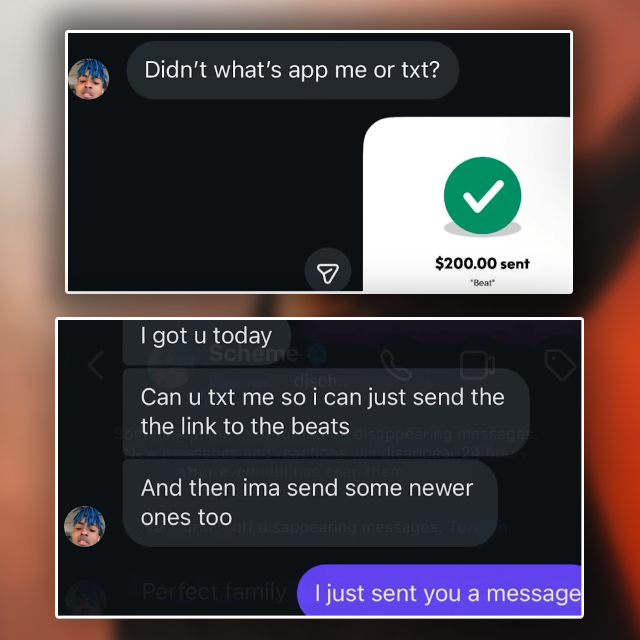 RileyTaugor's tweet photo. DJ Scheme accused of allegedly "scamming" a fan out of $200 over a beat 🤔

The fan apparently wanted to buy a beat from Scheme. Scheme originally offered it for $1K–2K, and they eventually agreed on $200 after Scheme offered him a deal. The fan paid, but says he still hasn't received the beat 3 weeks later

However, Scheme said he was just busy with his album and that he would refund the $200. He also said that he no longer does cheap beats and that his beats now go for up to $20K