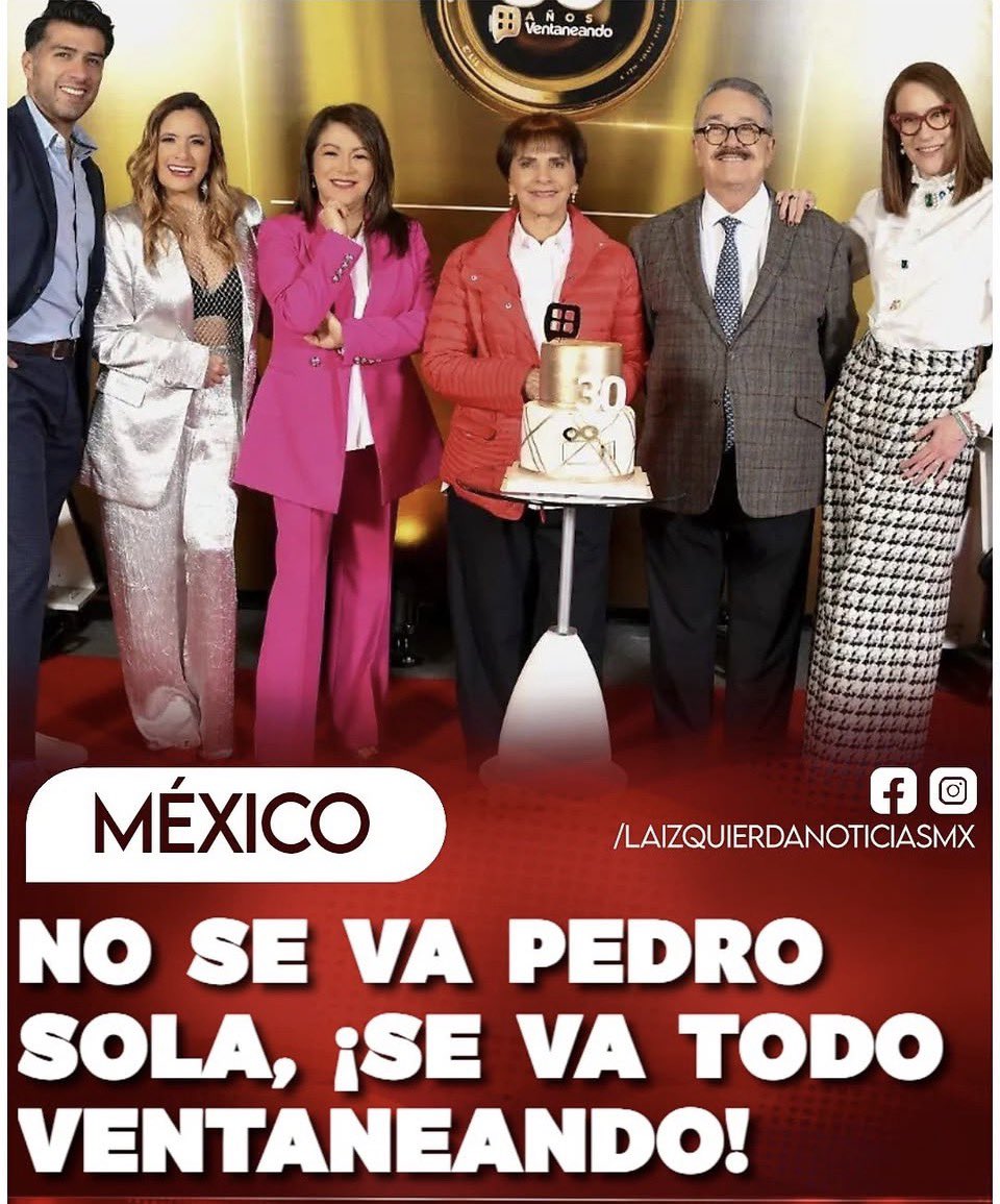 RiosAnaMa's tweet photo. HASTA LUEGO. Circula en redes sociales que tras los escándalos de Pedro Sola y Pati Chapoy animando el maltrato animal, y la salida de varios patrocinadores no solo del programa de chismes sino de toda la televisora, altos directivos de esta han ordenado la cancelación definitiva de Ventaneando, ya que la empresa está al borde de la quiebra y no se puede dar el lujo de perder los pocos ingresos que aún tienen.