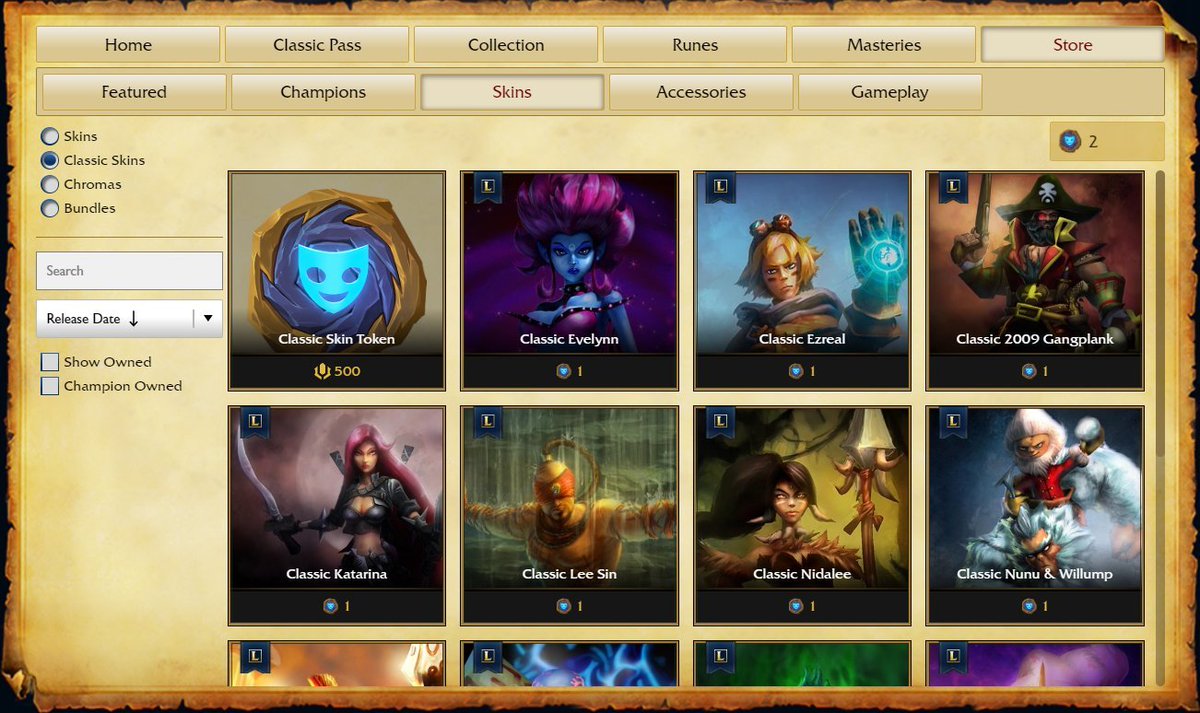 PabloPostingok's tweet photo. Riot va a poner las skins ACTUALES de los campeones y las CLASICAS se desbloquean con progreso, pero no tiene sentido, es LoL CLASIC, la skin base tiene que ser CLASICA, todavia hay tiempo, COMPARTAN publicaciones como estas, Riot tiende a darnos bola como paso con las CAJAS 🫡 https://t.co/L5j0eToGGR