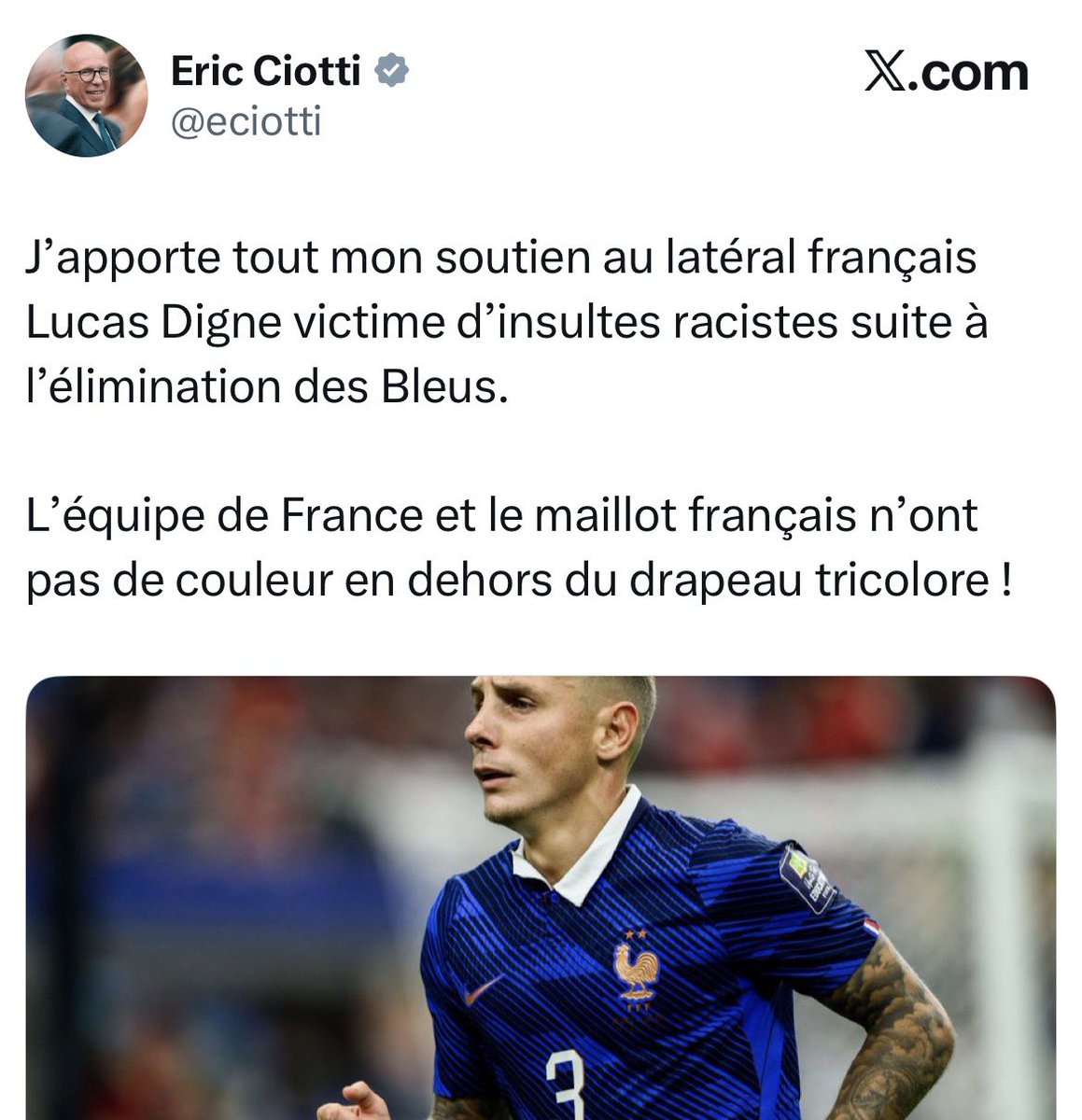 realmarcel1's tweet photo. Tiens, c’est étonnant, Ciotti n’a pas eu un mot pour Mbappé quand il a pris une déferlante de racisme mais soudain il se sent concerné… https://t.co/r9PWaqryWh