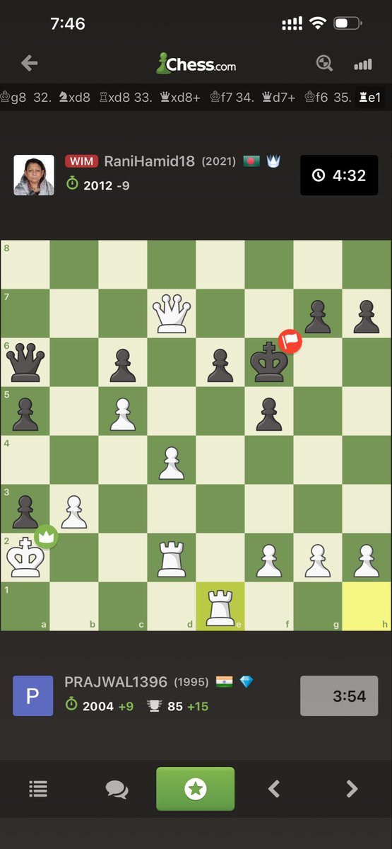 praajtv's tweet photo. Absolutely surreal feeling to defeat a legendary Woman International Master (WIM), and to do it with 91.5% accuracy! 🎯 The grind doesn't stop. More giant-slaying to come! 🚀 #Chess #Chess.com #Chessmilestones https://t.co/em6HcXKKhY