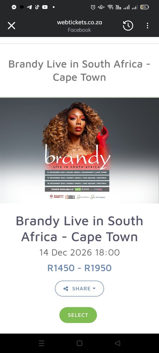 RELEH_LEGODI's tweet photo. Brandy is coming to SA Cape Town. Tickets starting from R1.5k https://t.co/jK6DHJMLYp