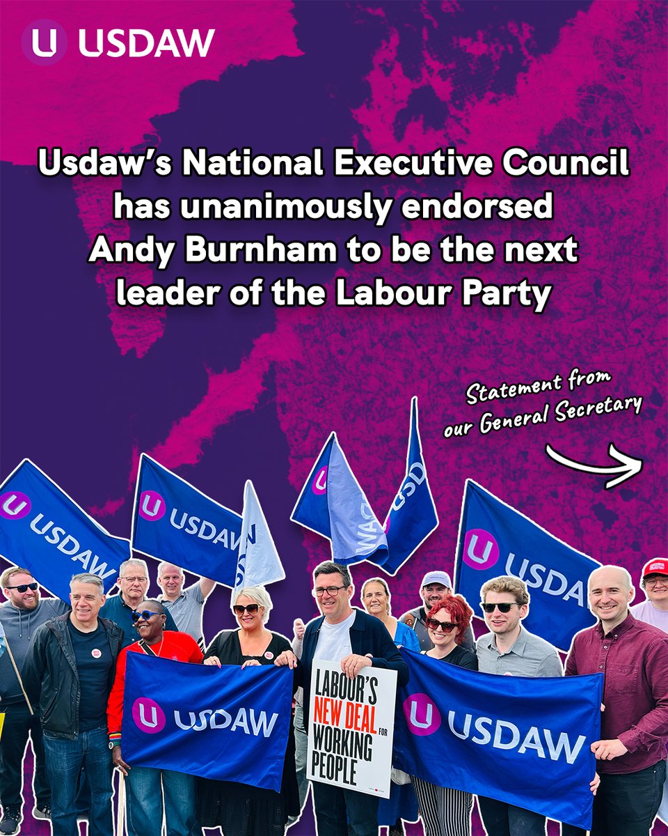UsdawUnion's tweet photo. We've nominated Andy Burnham for Labour Leader 🌹

Swipe through for details ➡️

#AndyForUs https://t.co/8OPSKYSCuB