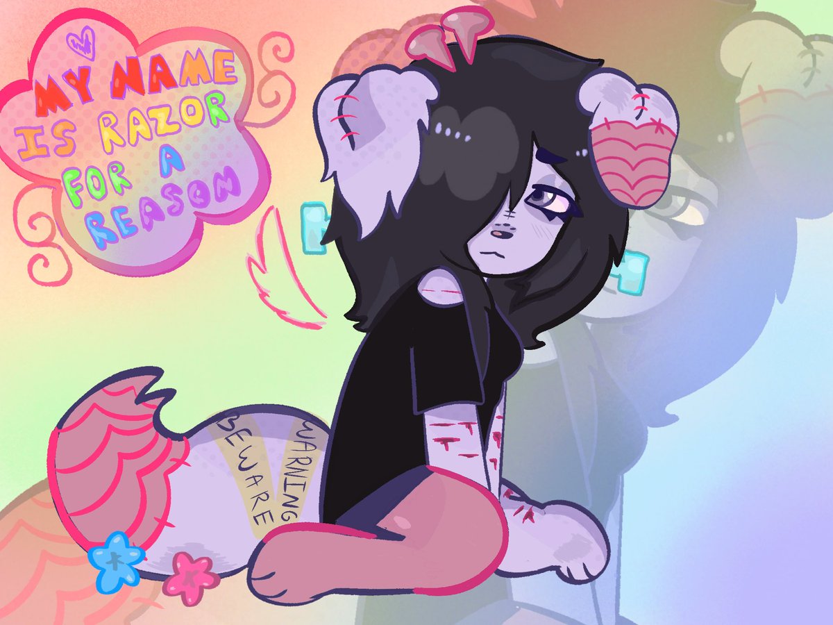 fungizzi's tweet photo. TW self harm | razor you sweet angel donโt cut yourself ๐พ๐ชฝ#furry #fursona #TWselfharm https://t.co/FzneU8HT2f