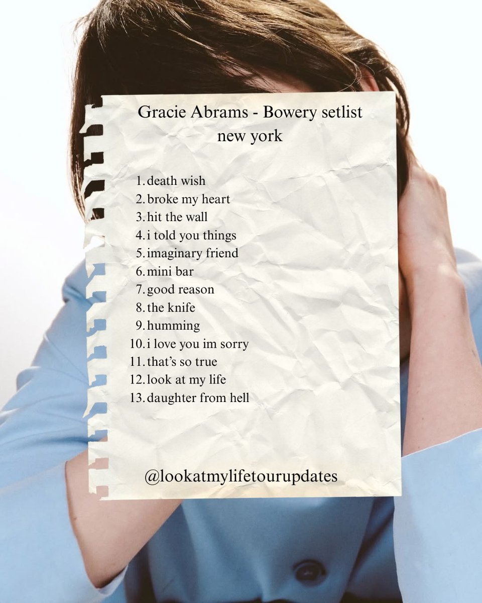 lamltourupdates's tweet photo. gracie’s setlist at the bowery last night ❤️💜 14.07.26 https://t.co/CHucJWgtP8