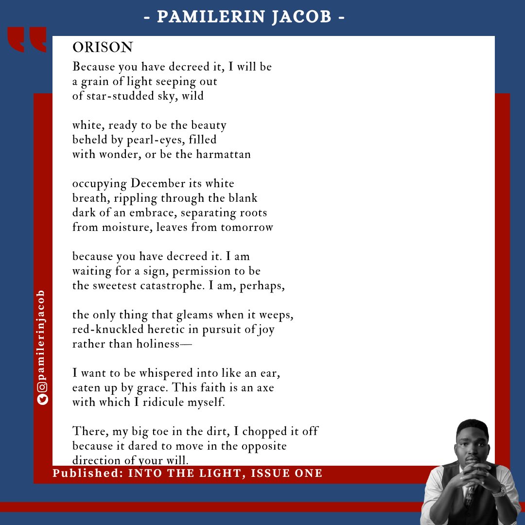 pamilerinjacob's tweet photo. Delighted to have a poem published in Into The Light Mag run by the amazing @__mofiyinfoluwa, for Christian Artists. 

Order your copy. Incredible stuff in there. https://t.co/QJtHwlQKEU