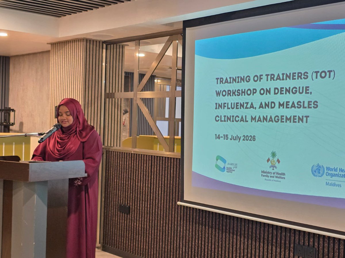WHOMaldives's tweet photo. With WHO’s support, @HPA_MV @MoHmv conducted a ToT workshop on clinical management of dengue, influenza &amp; measles, equipping healthcare professionals with knowledge &amp; skills to support timely diagnosis, effective case management, &amp; strengthened outbreak preparedness &amp; response https://t.co/7VSzxWaCVS