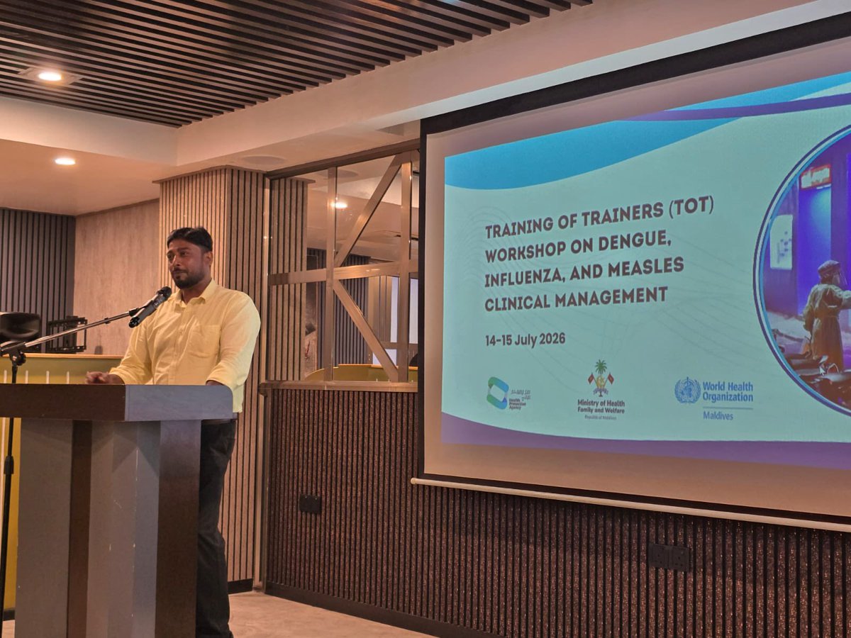 WHOMaldives's tweet photo. With WHO’s support, @HPA_MV @MoHmv conducted a ToT workshop on clinical management of dengue, influenza &amp; measles, equipping healthcare professionals with knowledge &amp; skills to support timely diagnosis, effective case management, &amp; strengthened outbreak preparedness &amp; response https://t.co/7VSzxWaCVS