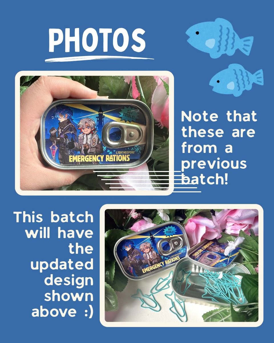 desm_doodle's tweet photo. i come to you with another preorder…my personal favorite product, fish tins! can’t guarantee there’ll be leftovers, so get em while you can :)
l!nk to sh0p in replies!
#flins #illuga #genshin #genshinimpact #faelight https://t.co/2onGneLTSO