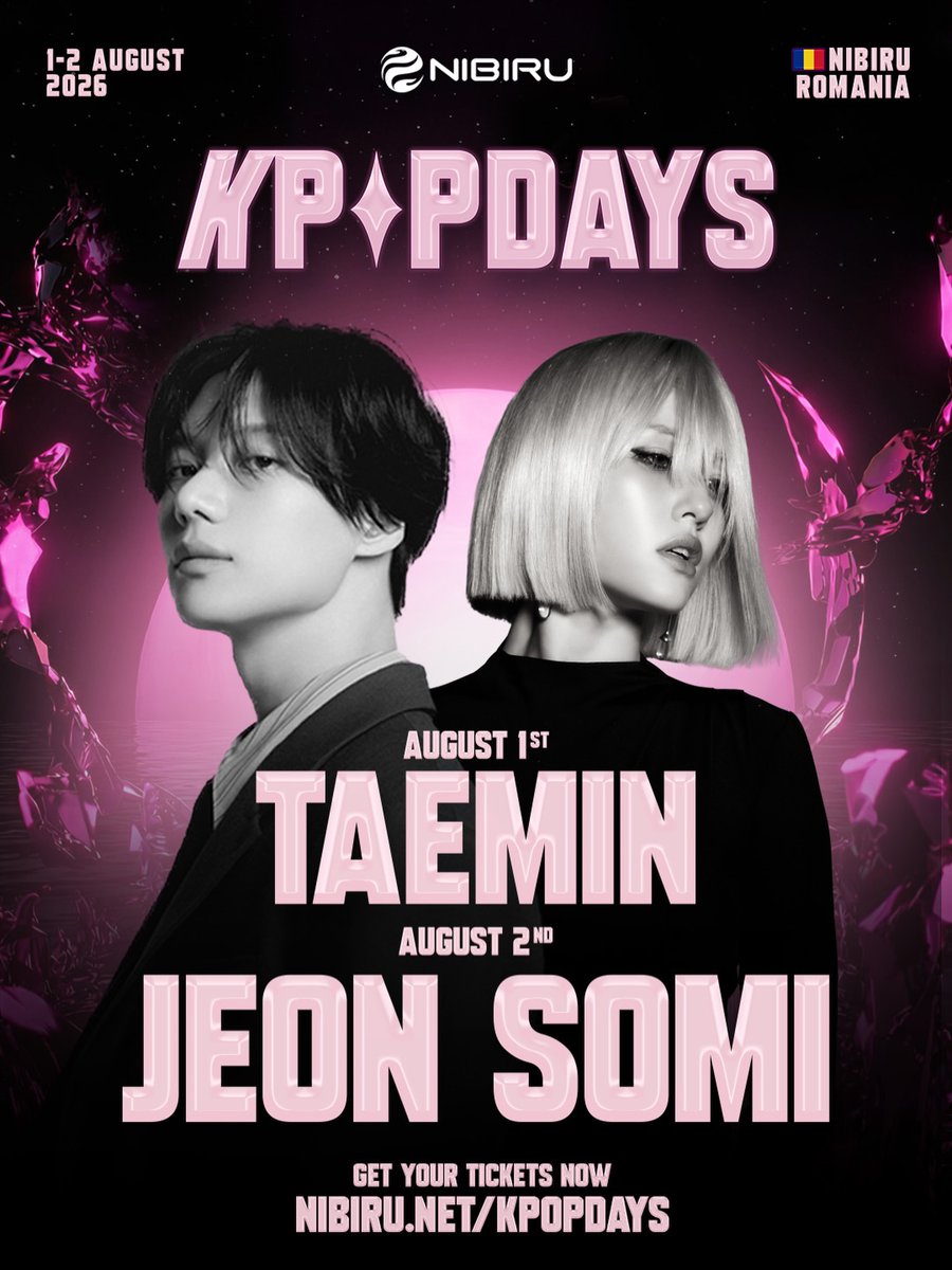 kpopconcertseu's tweet photo. Kpop Days in Nibiru final lineup.

Taemin, Everglow, Seon Somi, WHIB and Xenith.
#KPOPDAYS #NIBIRU #KPOPFESTIVAL https://t.co/p44z8PUgfs