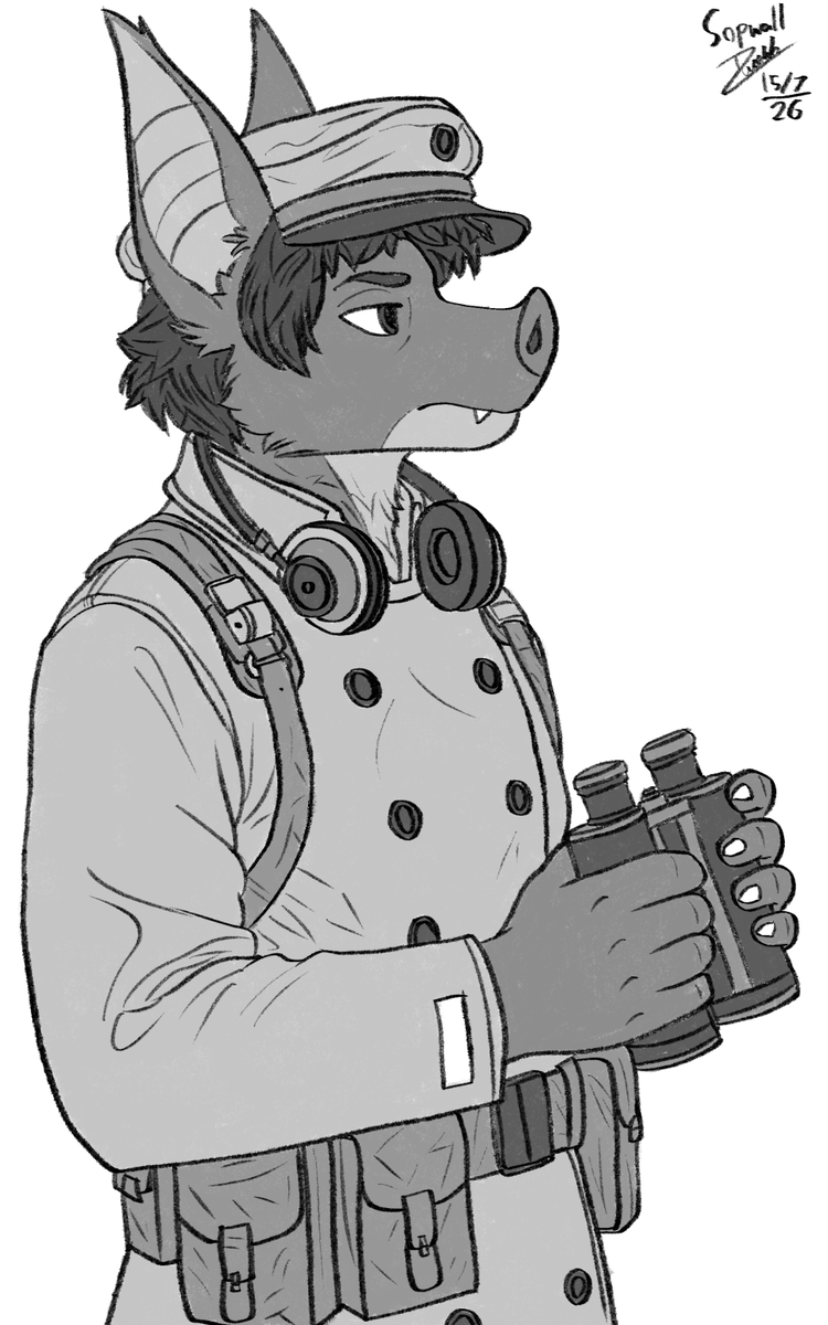 Sopwallington's tweet photo. Comm for @AdamPrince8! Thank you!

(first time drawing a uniform from Foxhole, hope I did alright xd) https://t.co/wrplZCwuPa