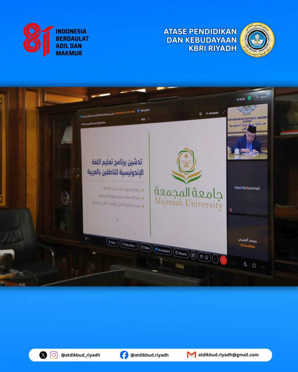 atdikbud_riyadh's tweet photo. Semoga BIPA menjadi jembatan mempererat hubungan Indonesia–Arab Saudi dalam bahasa, budaya &amp; pendidikan — membuka peluang kerja sama yang lebih luas ke depan. Bersama kita bangun jembatan persahabatan! 🤝✨
#DiplomasiBudayaIndonesia
#BIPAArabSaudi https://t.co/ngZStUnpMv