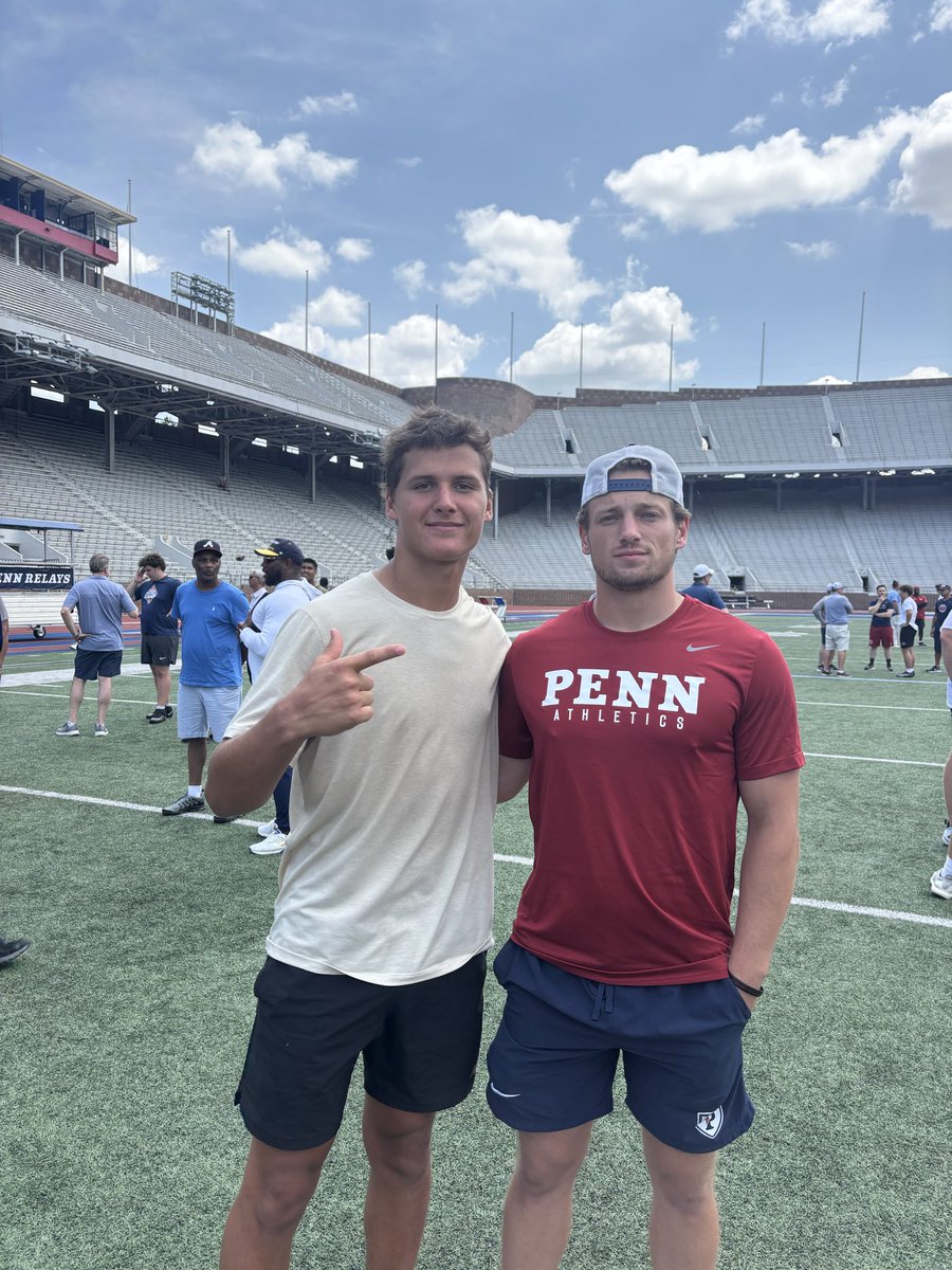 Adam_Fritts7's tweet photo. Great day at @PennFB Camp! Grateful for the opportunity to compete, learn, and showcase my abilities.Thank you @David_Josephson for the invite and @seancoyne12 for the great coaching and feedback from the WR group.Looking forward to taking the next steps in my recruiting journey. https://t.co/gRzNbkNmtE