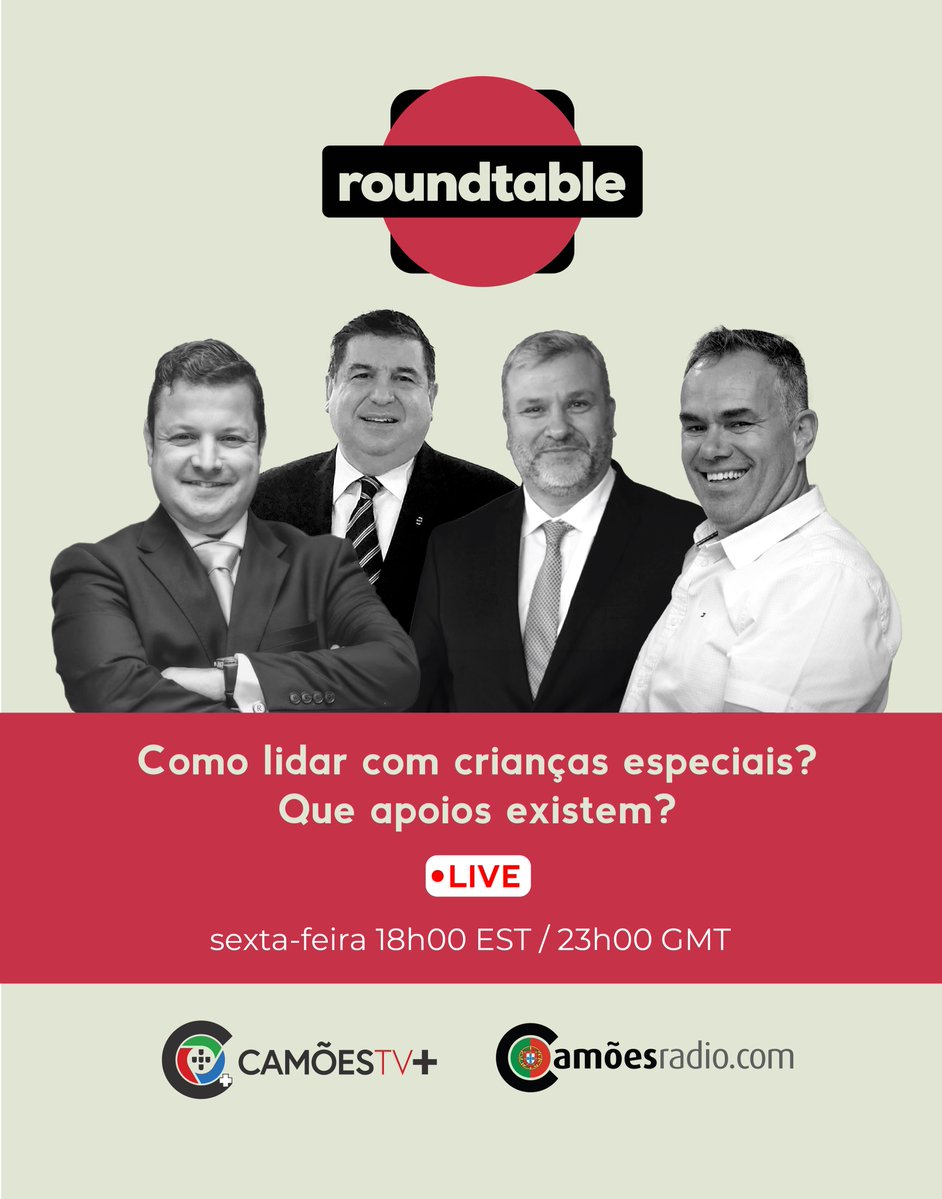 CamoesRadio's tweet photo. 🎙️ #Roundtable | Em direto esta sexta-feira
Como lidar com crianças com necessidades especiais? Que apoios existem para as famílias? Augusto Bandeira conversa com Laurentino Esteves, Vítor Silva e Rómulo Medeiros Ávila sobre inclusão, desafios e soluções.
#Inclusão https://t.co/2pmIIKSyHU