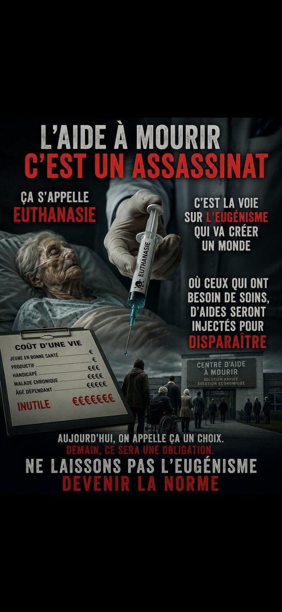 sovantgerry's tweet photo. @YaelBRAUNPIVET @EmmanuelMacron

Nous n'oublierons pas que vous avez choisi la #mort et le #droitdetuer pour la France pour finir votre mandat.

La suite c'est l' #Eugénisme rêvé par Hitler revient avec @Renaissance et toute la secte #FrancMaçon 

#DroitDeTuer 
#LoiFinDeVie https://t.co/u3K7kql3JI