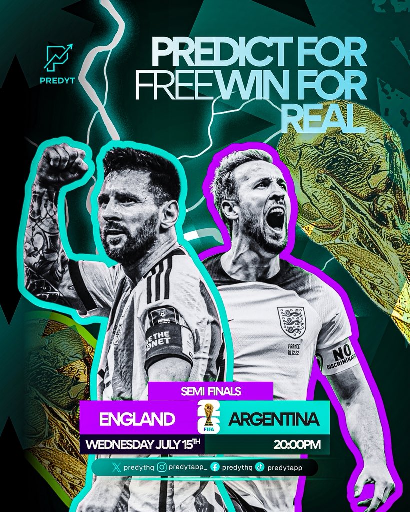 PredytGame's tweet photo. ๐ด๓ ง๓ ข๓ ฅ๓ ฎ๓ ง๓ ฟ England ๐ ๐ฆ๐ท Argentina
Who are you backing to reach the World Cup final?
Make your prediction on Predyt, climb the leaderboard, and prove you know football.
๐ Click the link in our bio to start predicting for FREE.
#predyt #predytapp https://t.co/SE8uRkWXUI