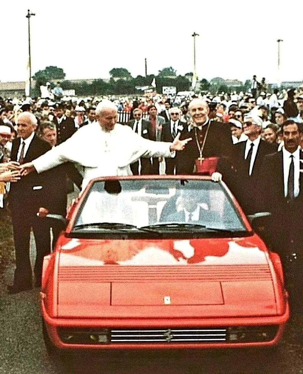 ArchiveRacing's tweet photo. Pope John Paul II in a Ferrari Mondial Cabriolet (1988) https://t.co/hdisR9DeW8