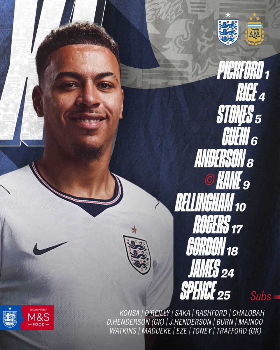 JacobsBen's tweet photo. Reece James, Djed Spence and Morgan Rogers all start for England against Argentina in the World Cup semi-final.🏴󠁧󠁢󠁥󠁮󠁧󠁿 https://t.co/8daHeQtrnm