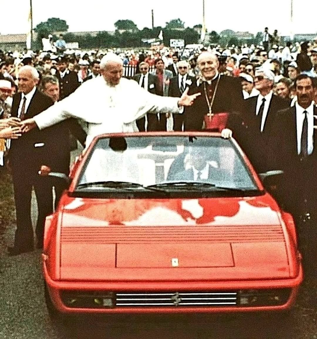 ArchiveRacing's tweet photo. Pope John Paul II in a Ferrari Mondial Cabriolet (1988) https://t.co/k5F1NeZSd8