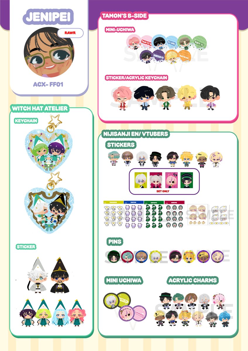 jenipei's tweet photo. 🫣Catalogue for ACX!

More TWST merch!! YIPPIEEEEE

old merch will still be available in limited stocks :D

📍SMX CONVENTION CENTER MANILA, PASAY CITY
📅 JULY 18 - 19, 2026
 🖌️Twisted Wonderland, Witch Hat Atelier, NijiEN, Tamon's B side

🆗Reservation

#ACX2026 https://t.co/YN2KD7fREP