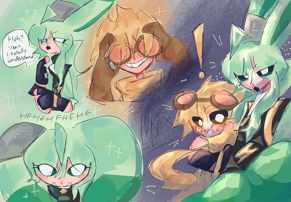 Lulix_LJ's tweet photo. Um idk more characters of my “another another au” // Hervyulyne &amp; Kiyo 👀 //  pspspspsps #hopkick #shootingstar #hoppyhopscotch #kickinchicken #smilingcritters #smilingcrittersau https://t.co/6GGMtk6THS