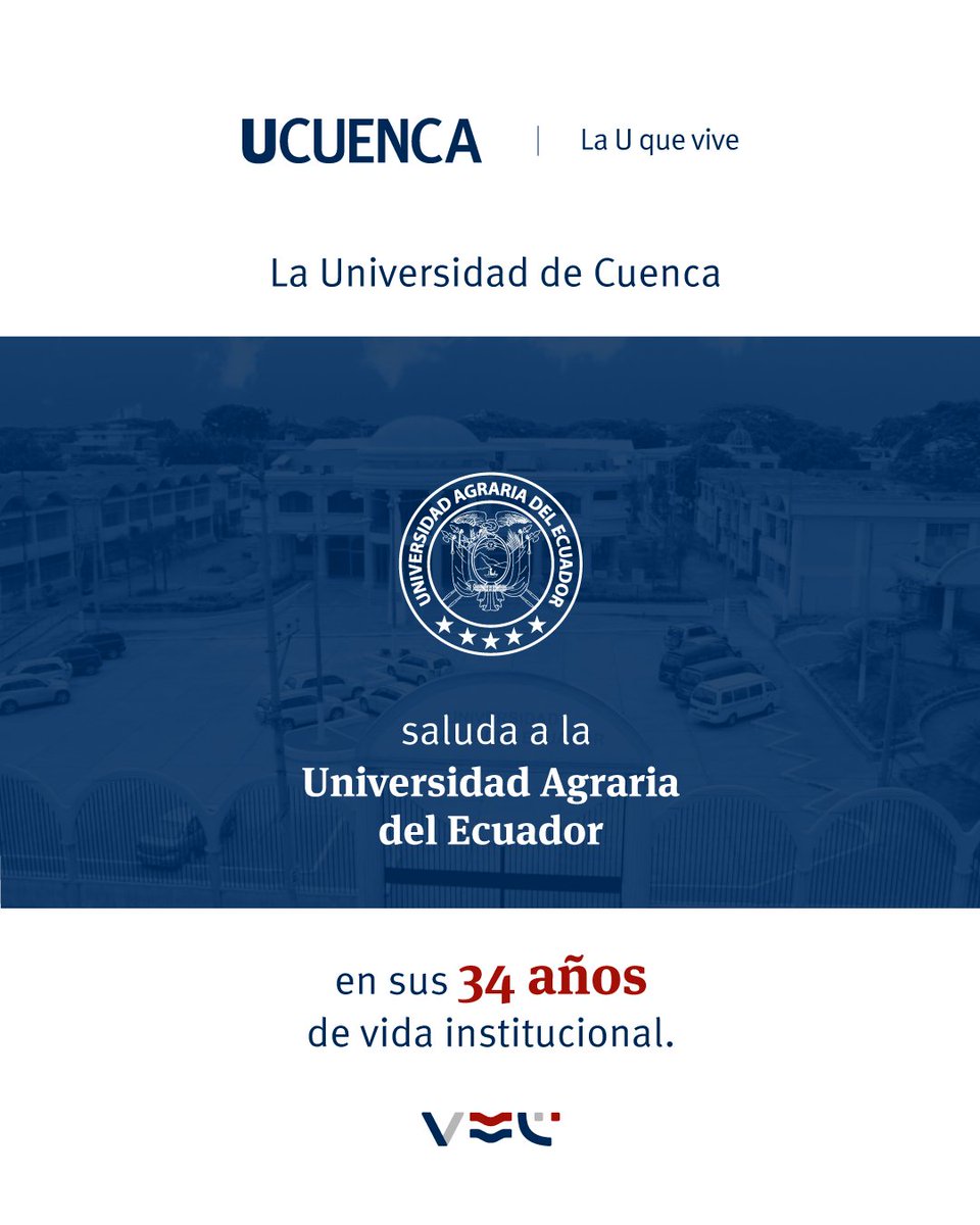 udecuenca's tweet photo. #SaludosUCuenca| ¡Felices 34 años, https://t.co/jnID4XyMeS!
Desde la #UCuenca celebramos su trayectoria y su invaluable impacto en el desarrollo agropecuario del país, formando profesionales comprometidos con la sostenibilidad y el progreso.
@mendietarodrigo https://t.co/2eeKGCIZsL