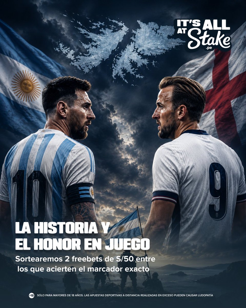 PeruStake's tweet photo. ¡LA GLORIA POR LA PATRIA! 🔥

Por la última de Leo, Argentina buscará clasificar a una segunda final consecutiva de la Copa y vencer a Inglaterra en Atlanta ⚡️

Sortearemos 2 freebets de S/50 entre los Stakers que acierten el resultado, den RT y nos dejen su user 💰

*Aplican T&amp;C https://t.co/WAXjSovRpg