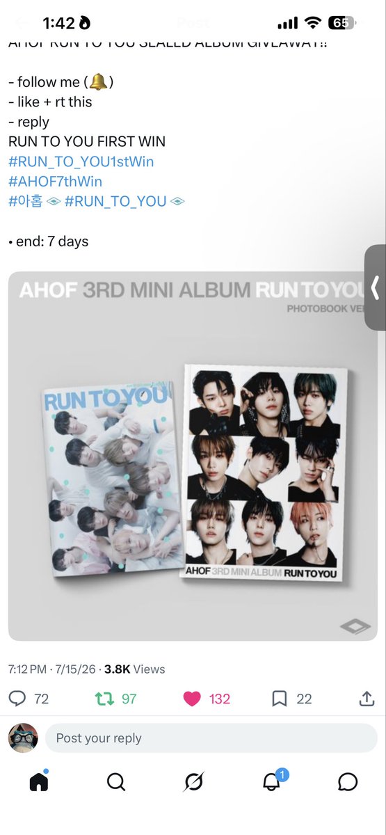 hirono_JL's tweet photo. @jiamerch_ph @__cris01 RUN TO YOU FIRST WIN
#RUN_TO_YOU1stWin
#AHOF7thWin
#아홉 #RUN_TO_YOU https://t.co/ua2IcSLnKV