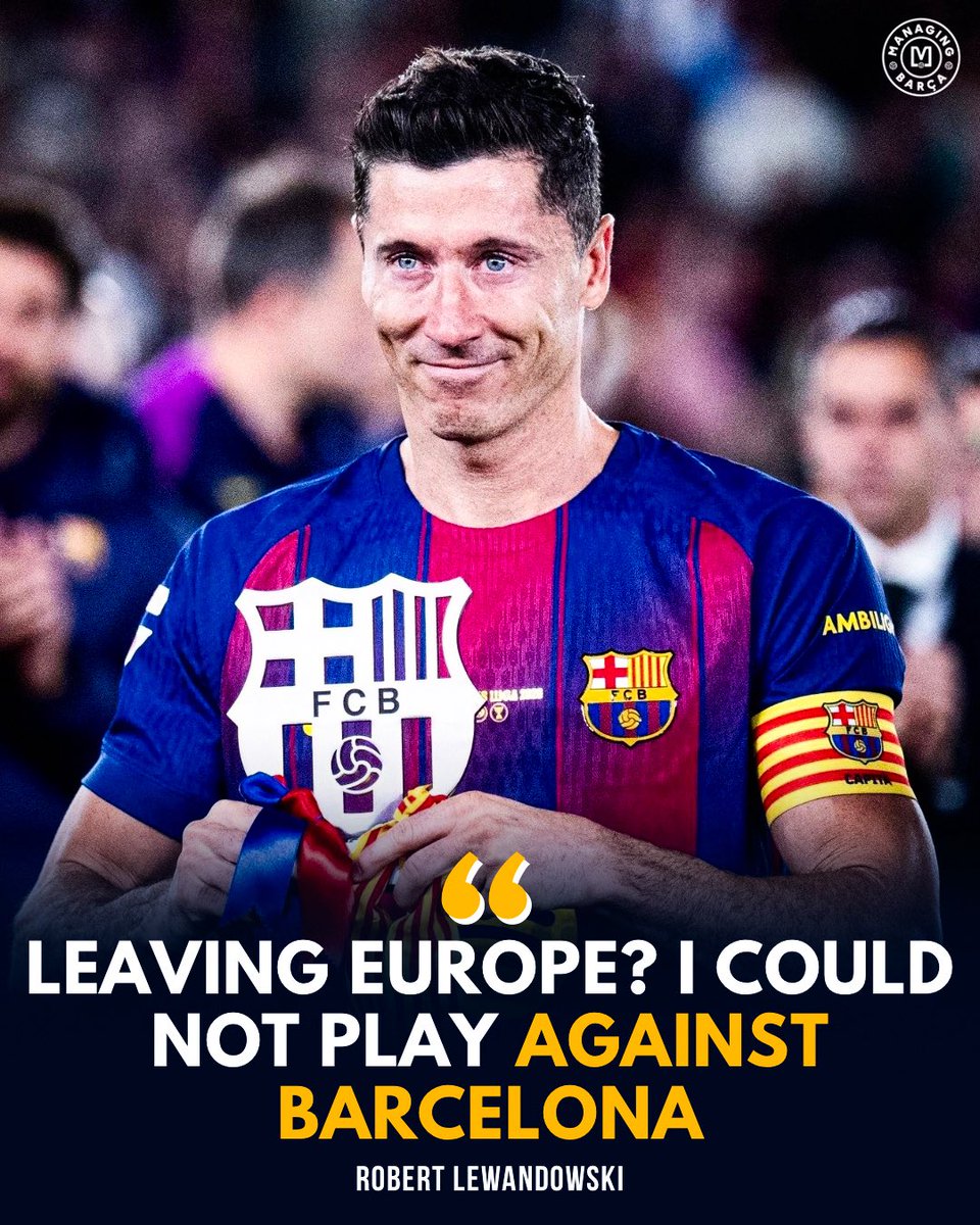ManagingBarca's tweet photo. 🚨🗣️ Robert Lewandowski: “Leaving Europe? I couldn’t imagine myself playing for a club other than Barça.” 💙❤️ https://t.co/S8smdKT0vY
