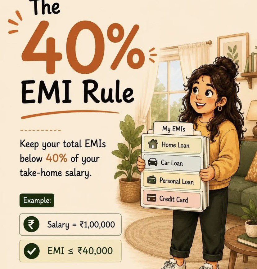Mugalo_TK's tweet photo. The 40% Debt Rule
Try to keep all your monthly loan repayments below 40% of your take-home income.
The less income tied up in debt, the more freedom U have to save, invest, and achieve goals.
NB: Debt should accelerate your life—not control it.
#DebtFreeJourney  #NumbersDontLie https://t.co/O4sDOJ9qOt