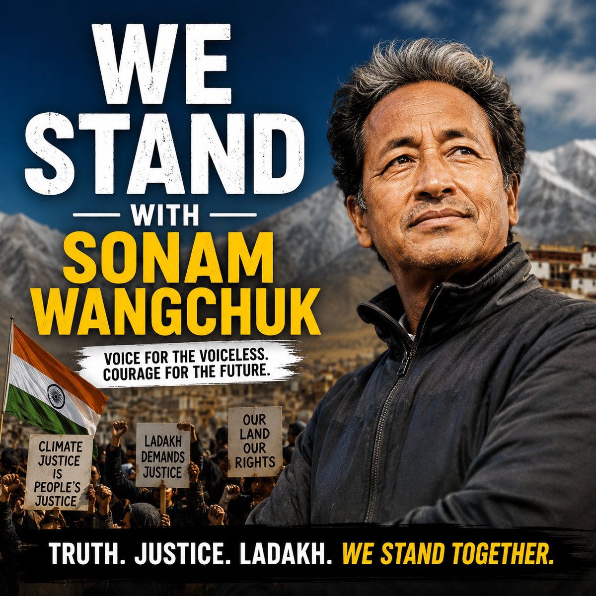 Aishortsy's tweet photo. We Stand With Sonam Wangchuk #sonamwangchuk https://t.co/h51VLKAOkx