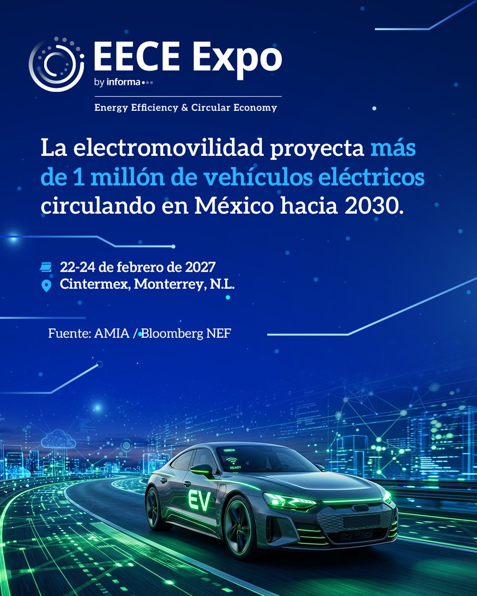 EECE_Expo's tweet photo. 🌱🚘 Este crecimiento redefine la movilidad y abre nuevas oportunidades de negocio.
Conoce más de EECE Expo: https://t.co/ESNZXrjXe1
📍22-24 feb 2027 | Mty, N.L.
#Informa #InformaMarketsLatam #Mexico https://t.co/m4EKQrI9bb