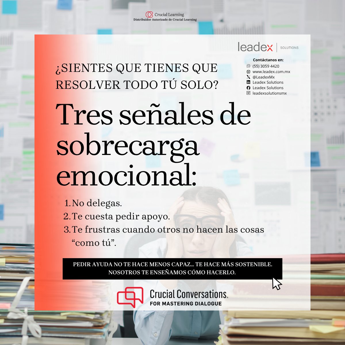 LeadexMx's tweet photo. 💬💛 Cuando cargas con todo, no es fortaleza… es agotamiento.
✨ Pedir apoyo también es liderazgo.
.
.
.
#BienestarEmocional #LiderazgoConsciente #InteligenciaEmocional #SaludMental #CulturaOrganizacional #Leadex https://t.co/JqbAEaqhAR