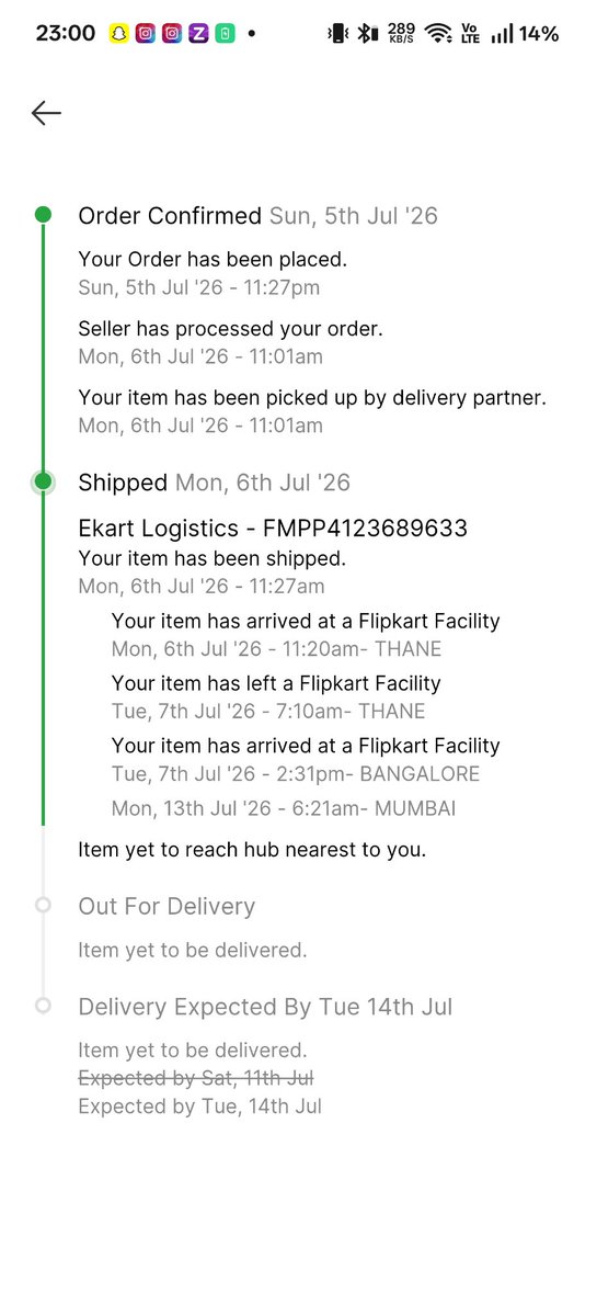 cleonrebello's tweet photo. Horrible experience! Order OD338012957305678100 (LEGO McLaren) placed July 5. Delivery delayed from July 11 to 14. App shows it left Mumbai hub on July 13, but customer care now claims it's "not traceable". What is going on? Resolve this ASAP! @Flipkart @flipkartsupport https://t.co/FU8yJs6qvC