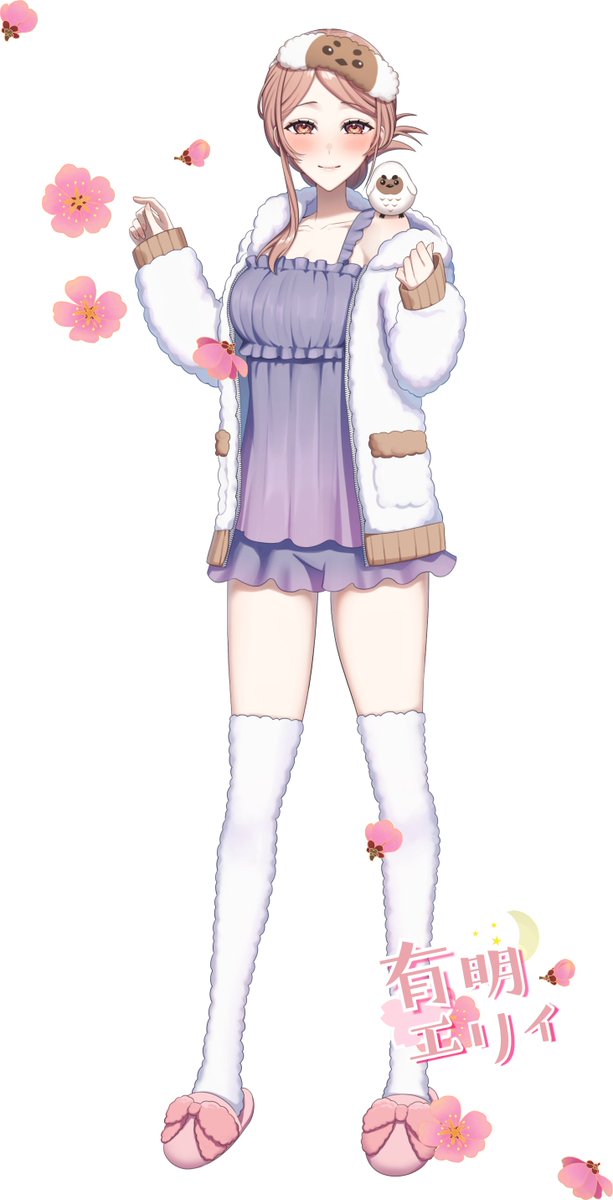 AriakeEliy's tweet photo. 《立ち絵パネル開け》
　達成✨

　みんなの温かい想いに包まれて、
　ルームウェア姿をお披露目することができました(*^_^*)

本当にありがとうございました！

明日からこの姿で配信させてもらいます(*^_^*) https://t.co/QQMazCzBnL