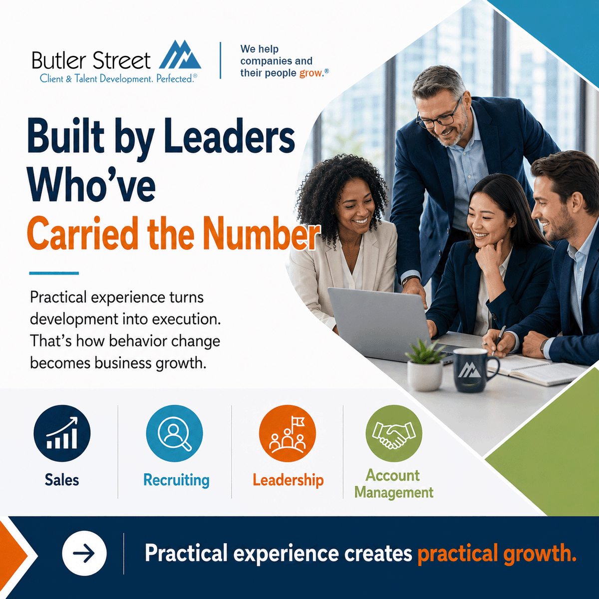 ButlerStreetLLC's tweet photo. Experience matters when the goal is behavior change.

Butler Street’s programs and tools are built by operators who understand the realities of sales, recruiting, leadership, and account management.

https://t.co/B1MPbnlFxz https://t.co/4nNqEN0OVS
