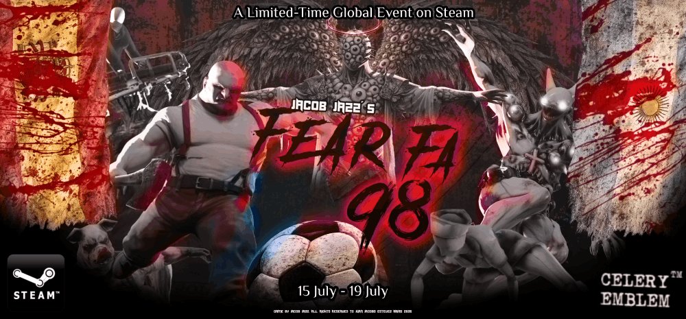 CeleryEmblem's tweet photo. ⚽🔪THE FEAR FA 98 WORLD FINAL CUP  IS OUT NOW.

What if Silent Hill and FIFA 98 had a forbidden child?
Recreate the final  #SPAIN VS #ARGENTINA ? with youre friends online!

🩸 Play the FREE Steam demo.
🏆 Recreate the World Cup Final.
👹 Summon demons.
🔪 Score goals. Survive the match.

Wishlist & Play NOW
https://t.co/GLle1NXbmK