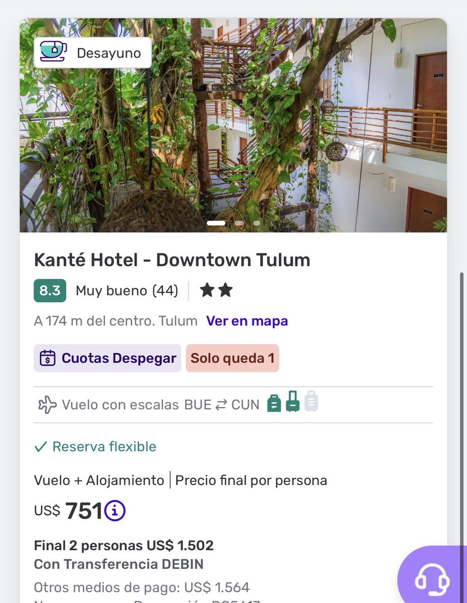 chicodlasmillas's tweet photo. TULUM DE REGALO

Hay paquetes regalados de Buenos Aires a TULUM desde 750 USD por persona en base doble

Para ver opciones

https://t.co/r8Fu0igVCl https://t.co/FYAUIZ79i8