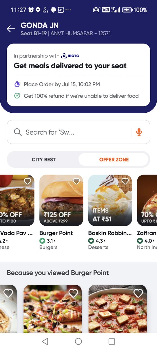 Advocate10Dec's tweet photo. I placed an order on Swiggy's "On Train" service at 6:45 PM. The delivery was scheduled for 10:40 PM, but it's now past 11:30 PM, the station has already passed, and I still haven't received my order. Swiggy has provided no response or support.
@Swiggy https://t.co/5nFKPWnXK4