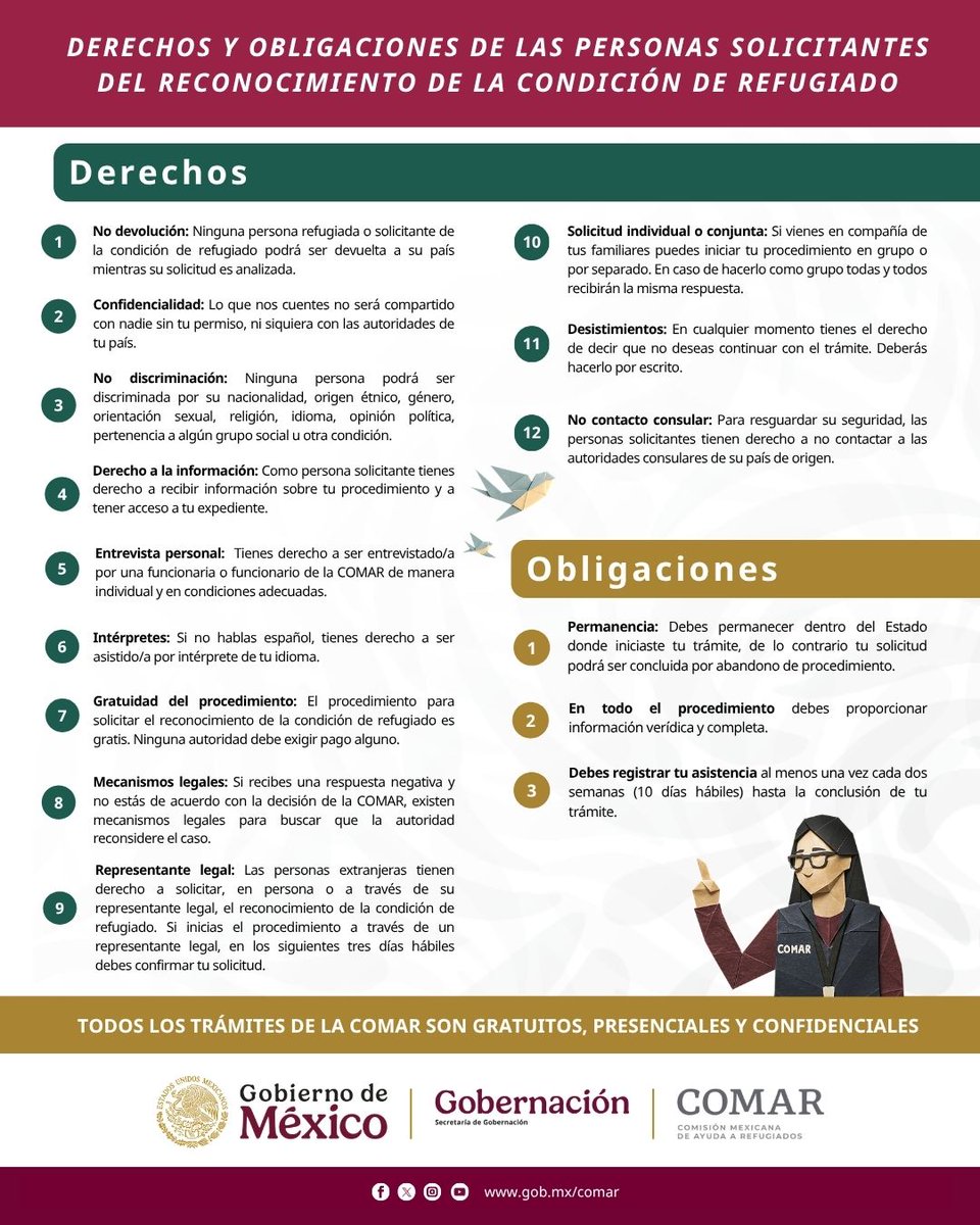 comar_sg's tweet photo. 📌 Conocer tus derechos y obligaciones durante el procedimiento puede ayudarte a comprender mejor cada etapa de tu trámite y dar seguimiento de forma adecuada.

🌐 Más información:
https://t.co/R50aagxAsI https://t.co/aENrlpCoQ4