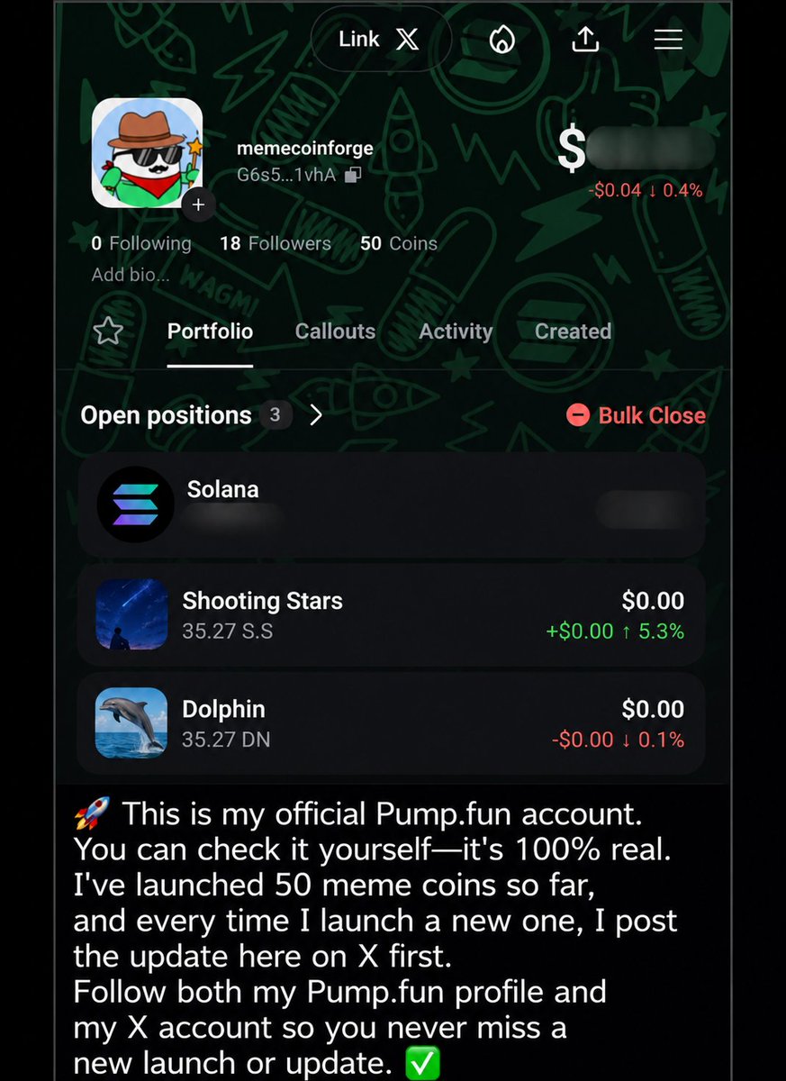 MemeCoinForge99's tweet photo. 🚀 I launch meme coins on https://t.co/cDHTqNK09y. If you're looking for real launches, check out my official profile and follow both my https://t.co/cDHTqNK09y profile and X account to get updates on every new launch first. https://t.co/IC0XmenVDF