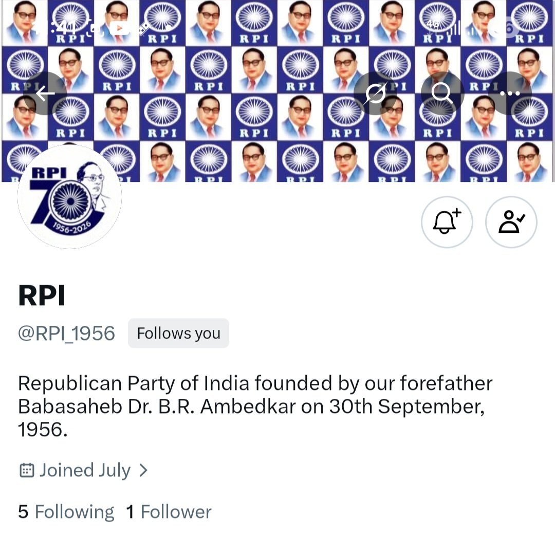 Prof_ASchahal's tweet photo. Everyone who wants to follow the political ideology of Babasaheb Dr. B.R. Ambedkar, requested hereby to follow RPI on X i.e.@RPI_1956 to flourish the Republican Party of India as established by our forefather Babasaheb Dr. B.R. Ambedkar on 30th September 1956.
@RPI_1956 https://t.co/ohuwyZI12m